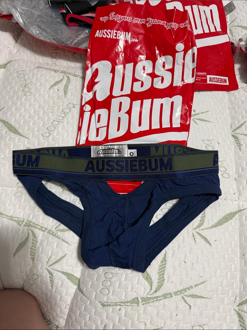 Aussiebum Men's Navy Brief with Olive Branded Waistband